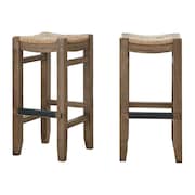 ALATERRE FURNITURE Newport Set of Two 30"H Wood Bar Stools with Rush Seats ANNP222271